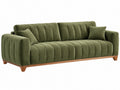 Divano 3 posti 220 x 90 x 85 cm in velluto verde con base in legno stile moderno