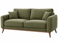 Divano 2 posti 180 cm in tessuto verde con gambe in legno stile moderno