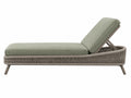 Chaise longue da esterno 190 x 75 x 85 cm in corda intrecciata tortora con rivestimento verde salvia - schienale reclinabile
