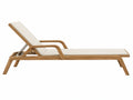 Lettino prendisole 200 x 70 x 90 cm in legno marrone con imbottitura beige - schienale regolabile da esterno