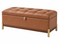 Panca contenitore 120 x 45 x 48 cm effetto pelle marrone stile moderno