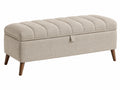 Panca contenitore 120 x 45 x 48 cm in tessuto beige con gambe in legno - stile moderno