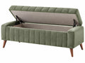 Divanetto contenitore 130 x 65 x 84 cm in tessuto verde - stile moderno con vano portaoggetti