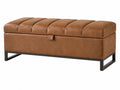 Panca contenitore 120 cm in effetto pelle marrone con base in metallo stile industriale