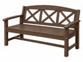 Panchina da giardino 122 x 65 x 85 cm in polipropilene marrone effetto legno con schienale a croce