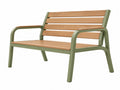 Panca da giardino 120 x 65 x 85 cm in legno e metallo verde oliva - stile moderno con braccioli