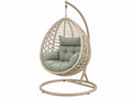Poltrona sospesa da giardino 105 x 105 x 195 cm in metallo e fibra intrecciata beige - con supporto autoportante